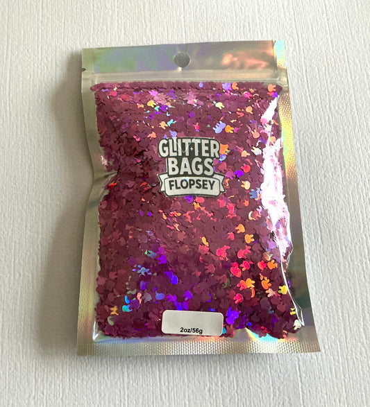 Holographic bunny’s Laser glitter - Deep Pink mix