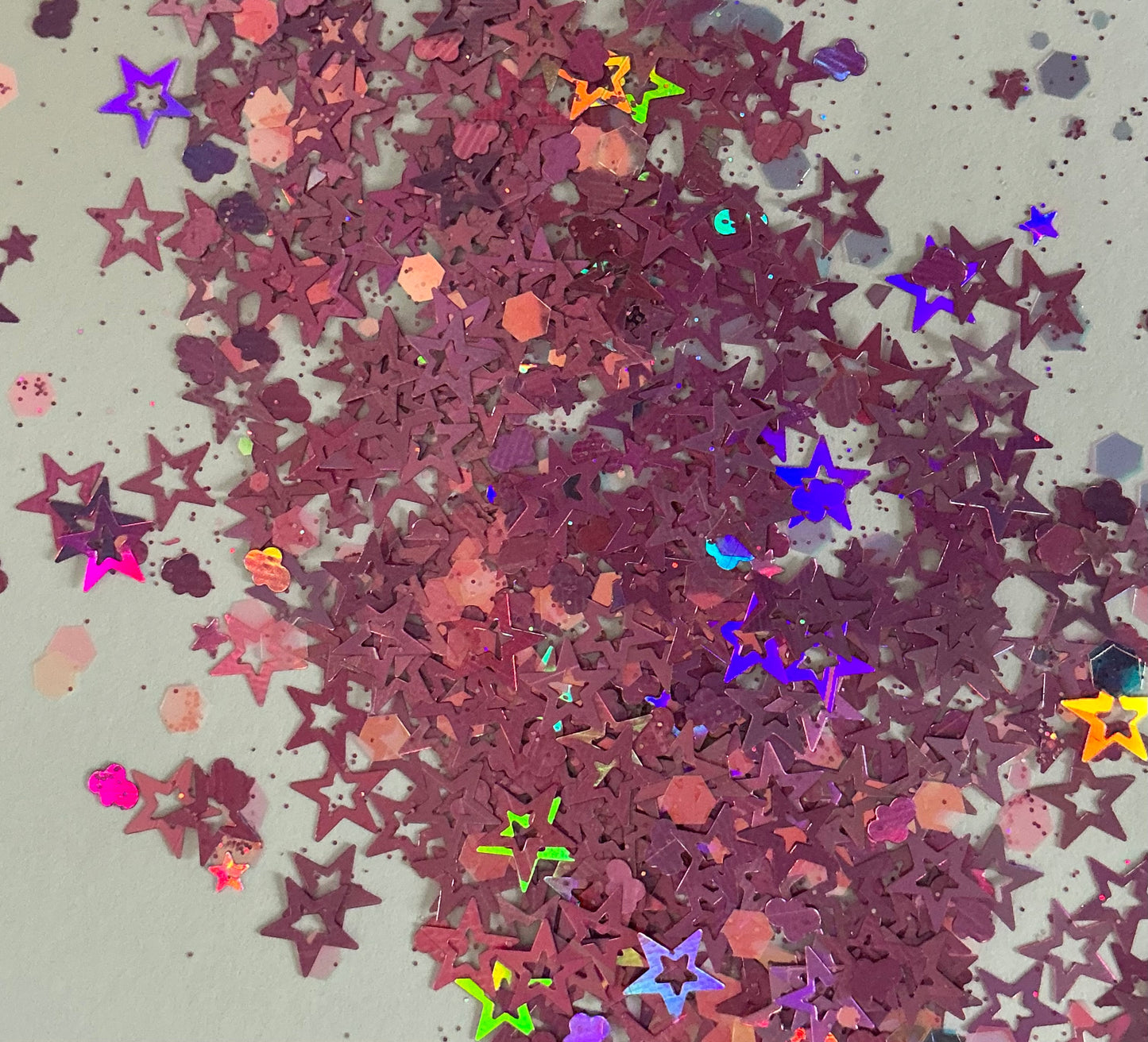 Holographic Disco stars and shapes glitter - Deep Pink mix